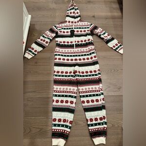 Fabletics Red and Green Holiday Onesie